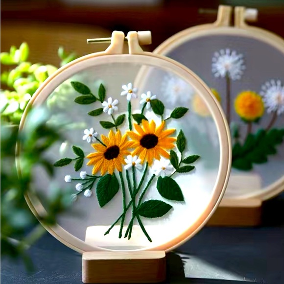 Cross stitch Embroidery Complete Kit - Yellow Flowers - Picture 1 of 3